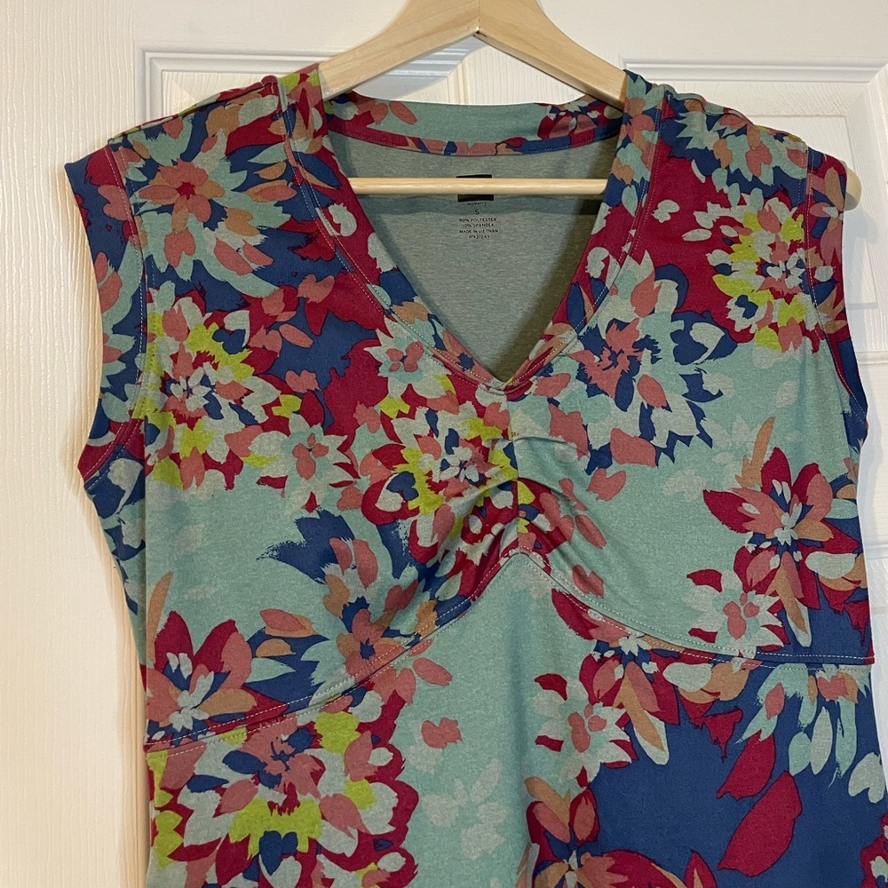 REI sleeveless v neck abstract floral fit & flare dress sz S - Picture 4 of 12